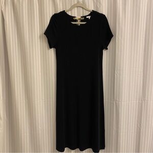 Chico’s Travelers straight maxi dress with back neckline scarf detail